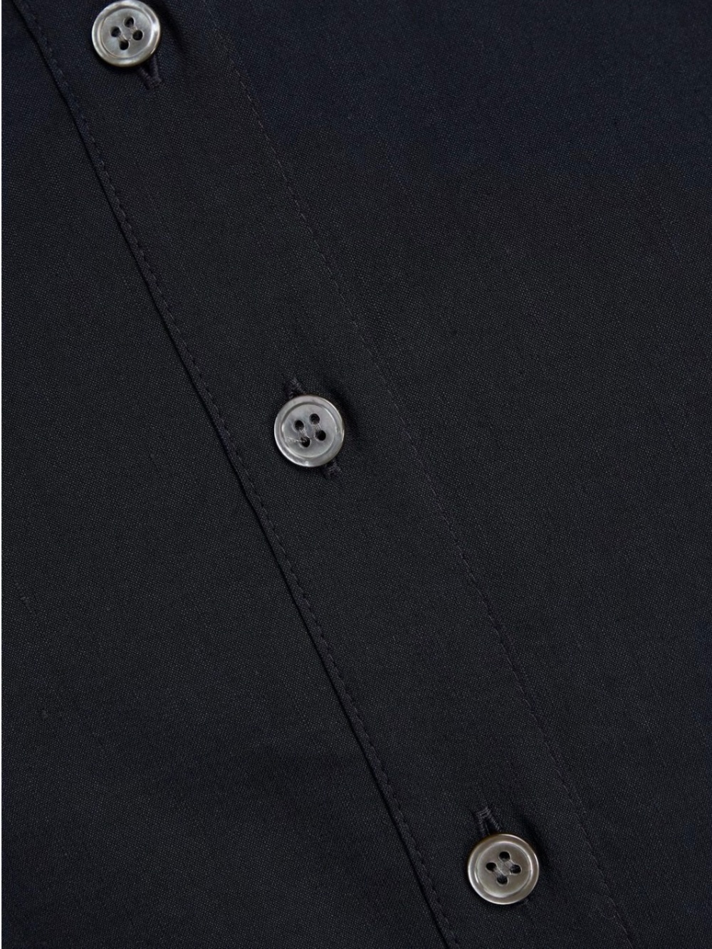 Theory Black Short-Sleeve Linen-Blend Button Midi Dress - Picture 4 of 7
